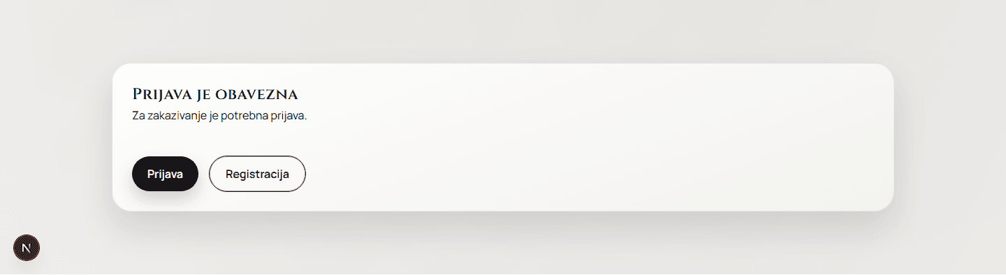 Booking forma za zakazivanje termina